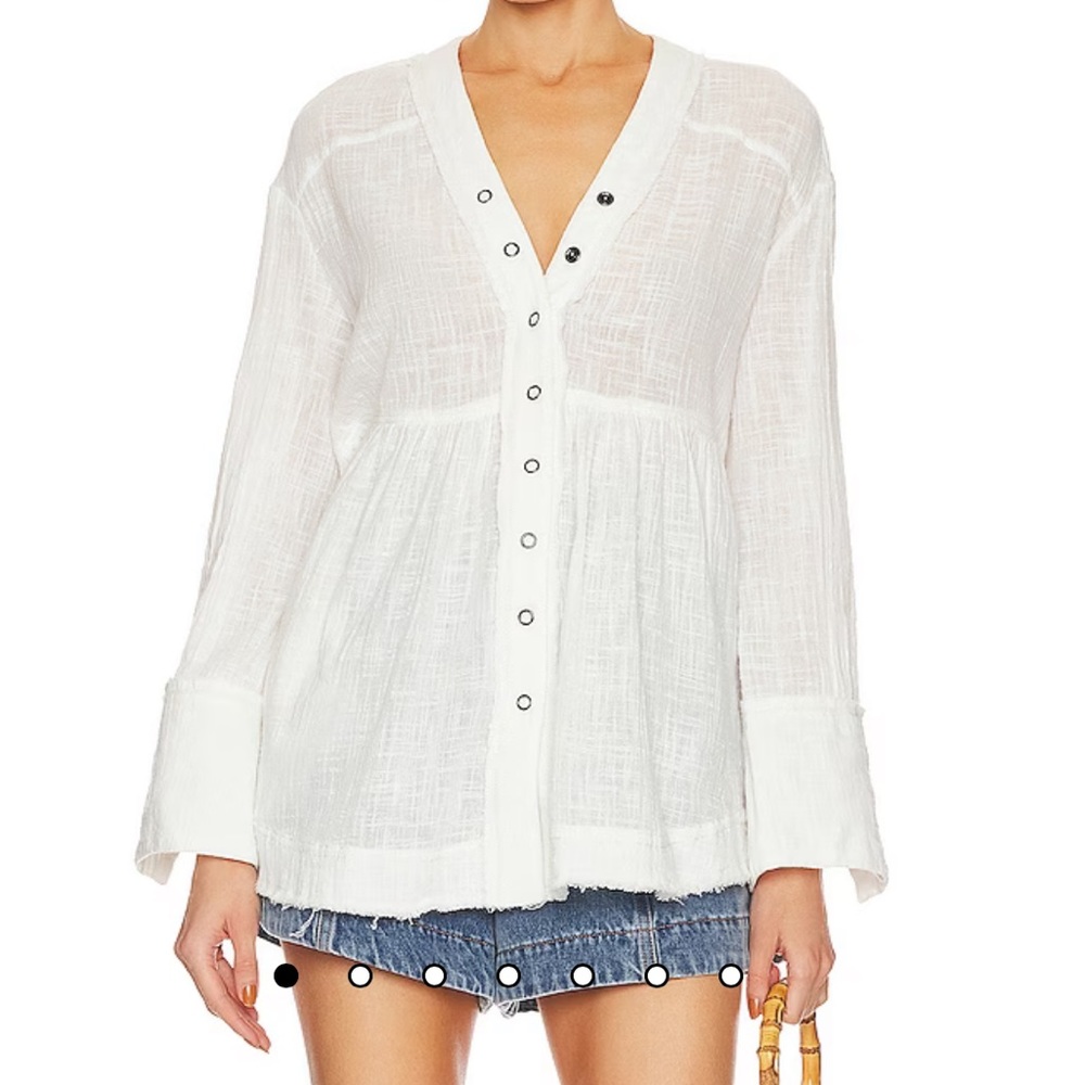 New Free People  We the free Miles Away Babydoll Top in White